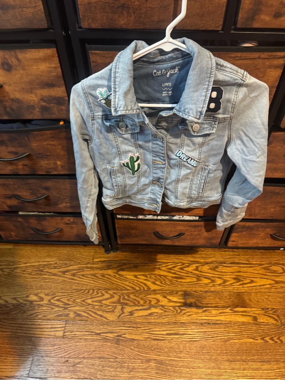 Cat & Jack Light Wash Denim Jacket with Embroidered Patches - Blue